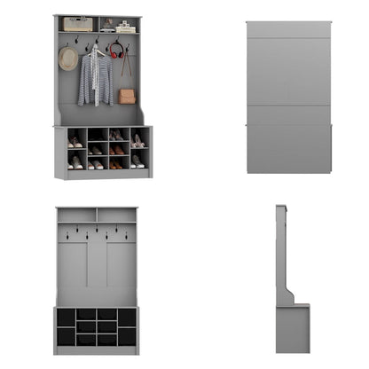 Entryway Hall Trees Bench Shoe Storage Cabinet Coat Rack Hooks White