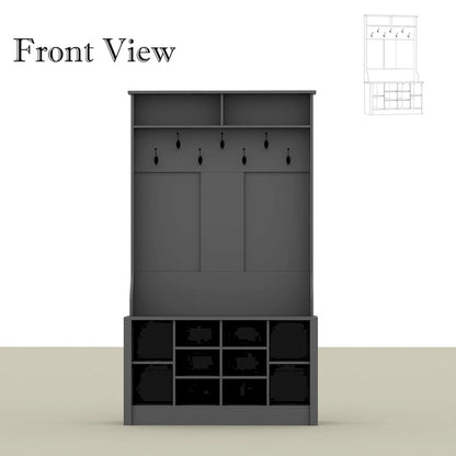 Entryway Hall Trees Bench Shoe Storage Cabinet Coat Rack Hooks White