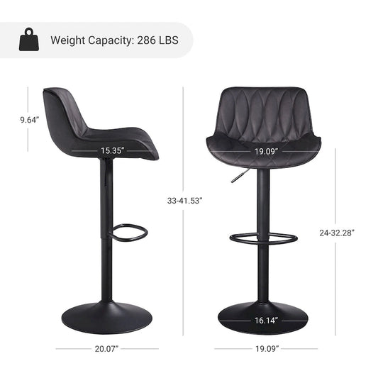 Art Leon Swivel and Adjustable PU Leather Barstool (Set of 2)