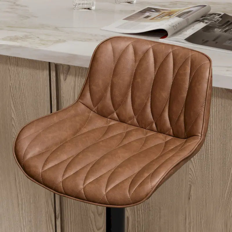 Art Leon Swivel and Adjustable PU Leather Barstool (Set of 2)