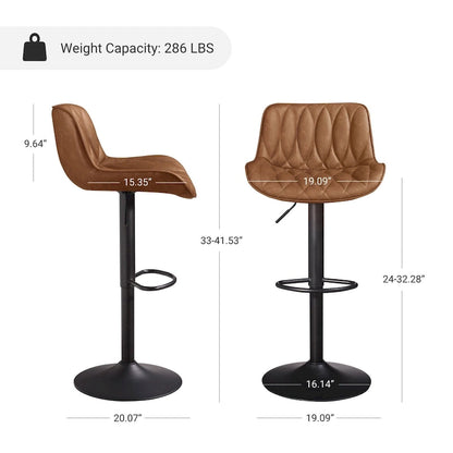 Art Leon Swivel and Adjustable PU Leather Barstool (Set of 2)