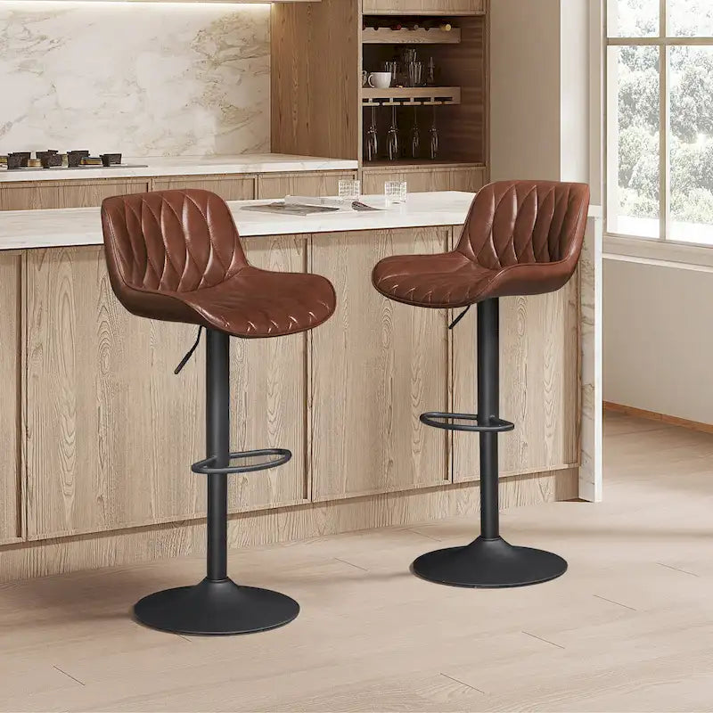 Art Leon Swivel and Adjustable PU Leather Barstool (Set of 2)
