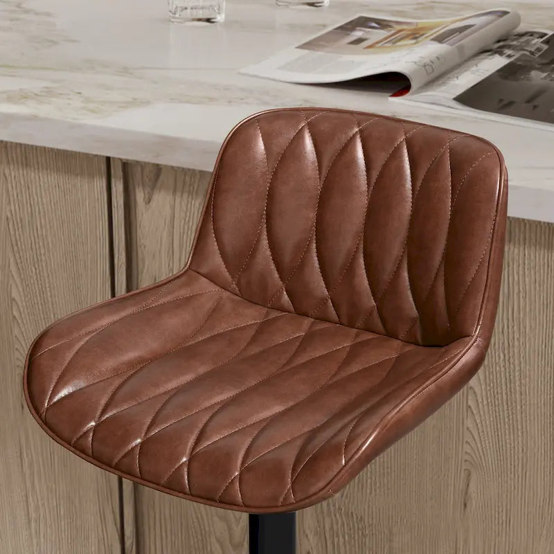 Art Leon Swivel and Adjustable PU Leather Barstool (Set of 2)