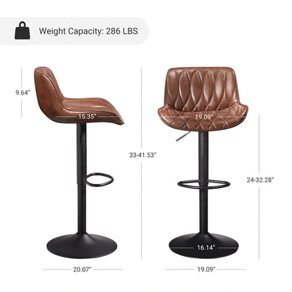Art Leon Swivel and Adjustable PU Leather Barstool (Set of 2)