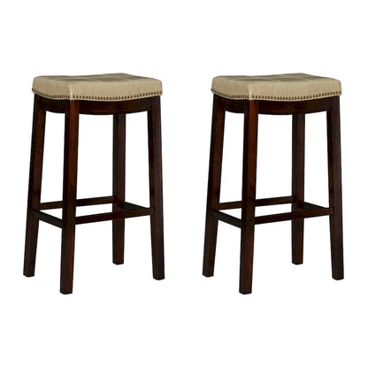 Linon Willamette Backless Barstool with Faux Leather Seat (Set of 2)