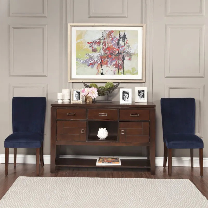 HomePop Classic Velvet Parsons Dining Chair - Dark Navy Blue Velvet (Set of 2)