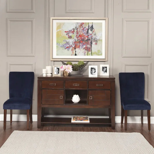 HomePop Classic Velvet Parsons Dining Chair - Dark Navy Blue Velvet (Set of 2)