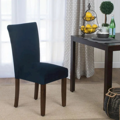 HomePop Classic Velvet Parsons Dining Chair - Dark Navy Blue Velvet (Set of 2)