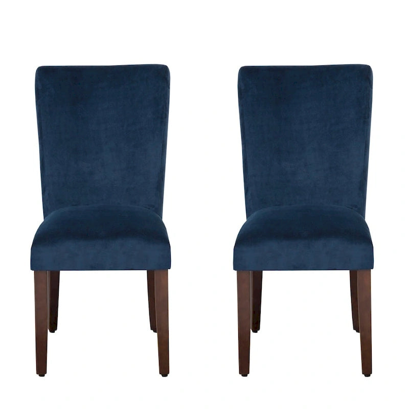 HomePop Classic Velvet Parsons Dining Chair - Dark Navy Blue Velvet (Set of 2)