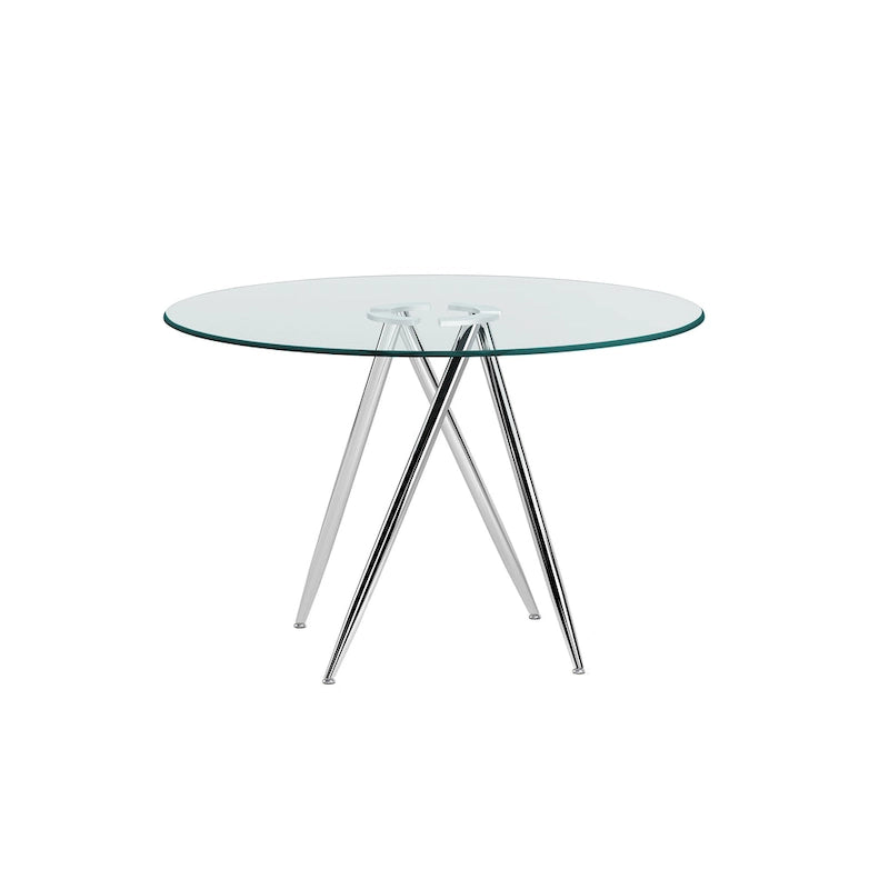 Somette Benz 47 Round Glass Table with Tapered Art Deco Base