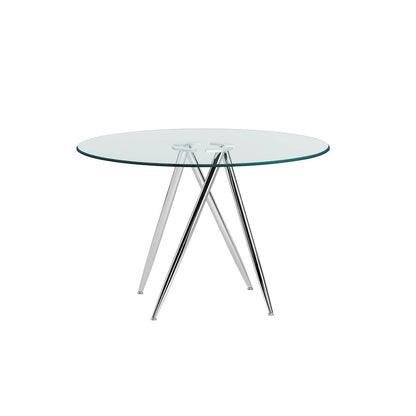 Somette Benz 47 Round Glass Table with Tapered Art Deco Base