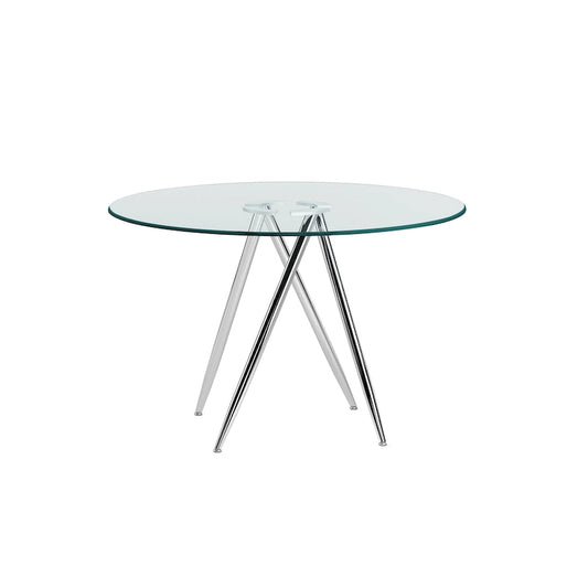 Somette Benz 47 Round Glass Table with Tapered Art Deco Base