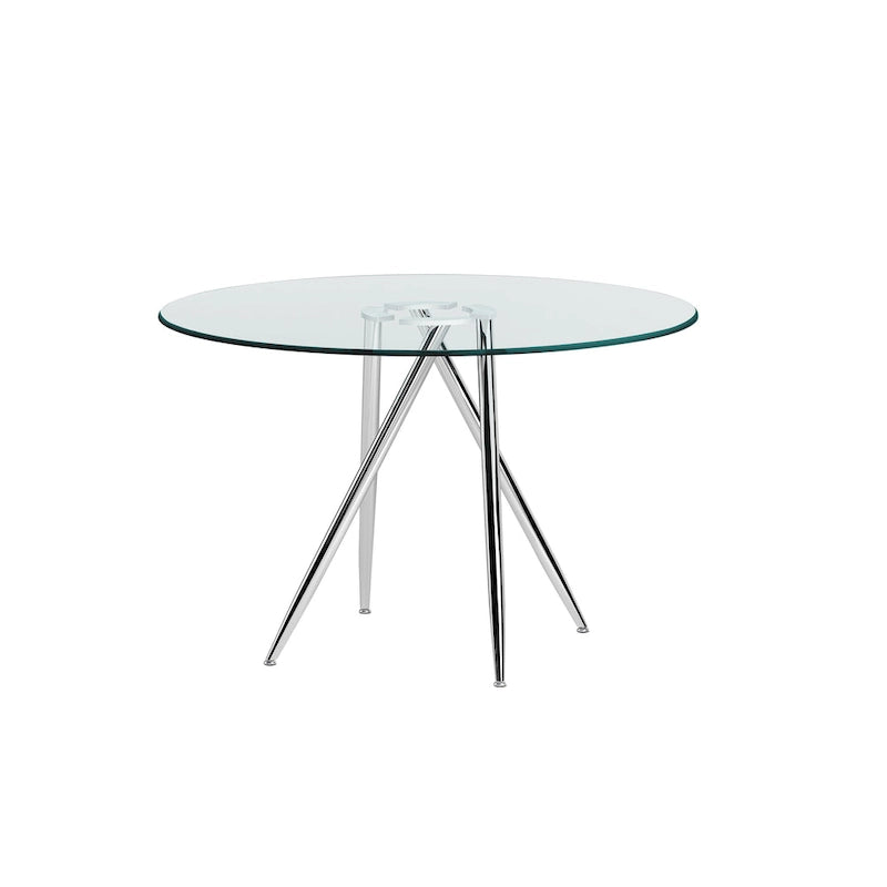Somette Benz 47 Round Glass Table with Tapered Art Deco Base