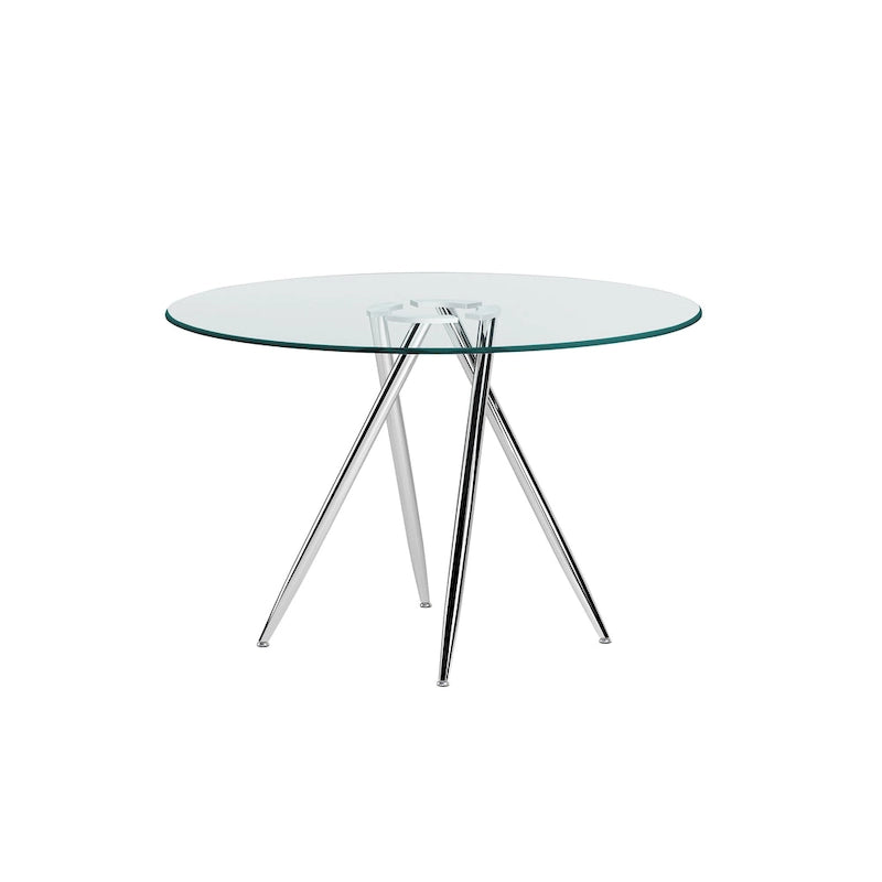 Somette Benz 47 Round Glass Table with Tapered Art Deco Base