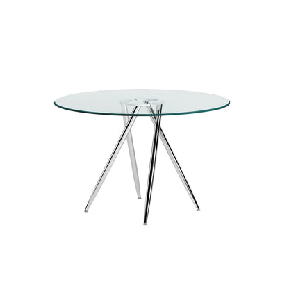 Somette Benz 47 Round Glass Table with Tapered Art Deco Base