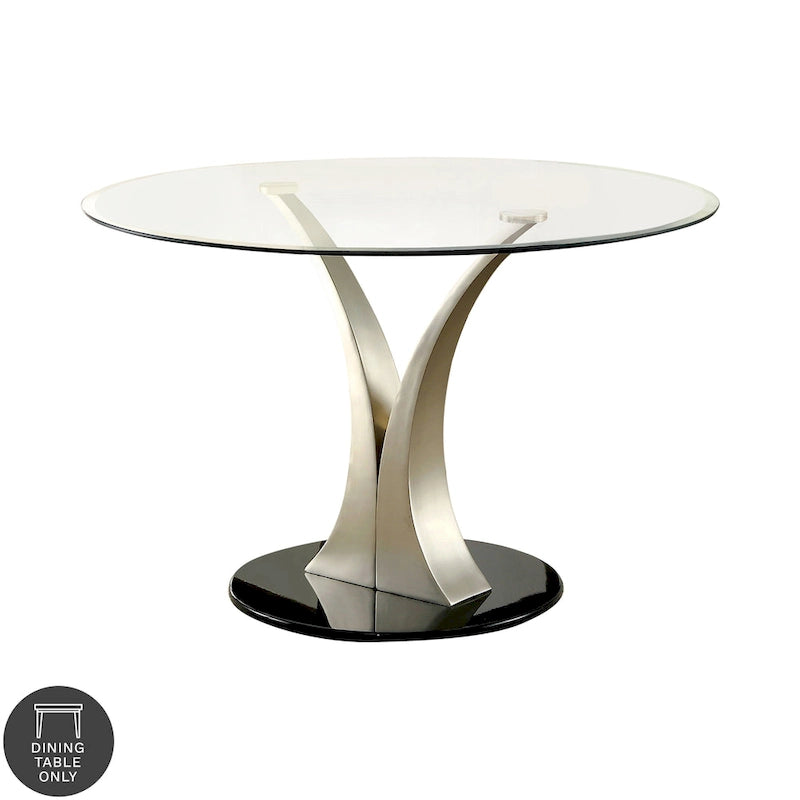 Furniture of America Zaia Contemporary Silver 45-inch Glass Top Dining Table