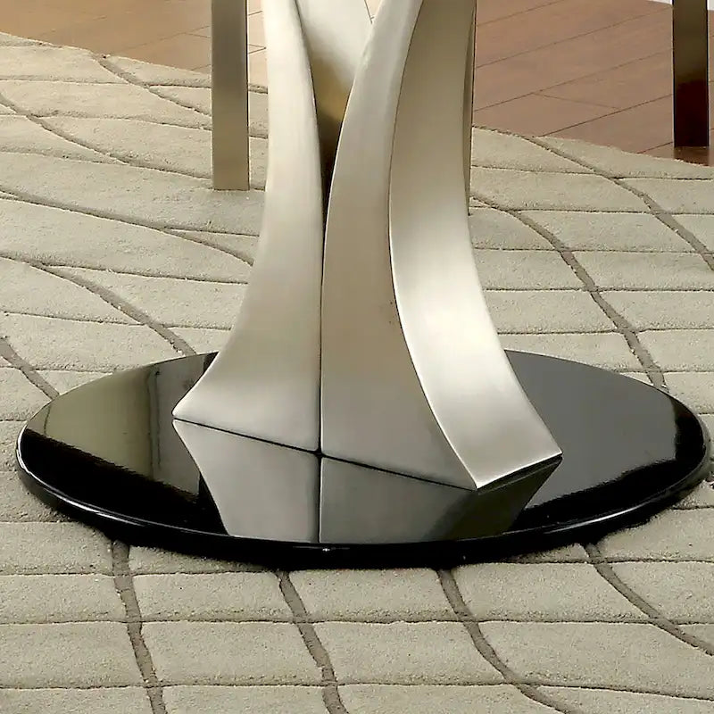 Furniture of America Zaia Contemporary Silver 45-inch Glass Top Dining Table