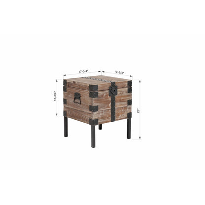 Antique Reclaimed Wood Gray Trunk and Side Table, Set of 3