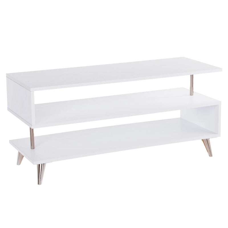 SEI Furniture White Low Profile Media TV Stand for TV's up to 41