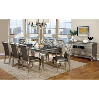 Furniture of America Mora 84-inch Glass Top Expandable Dining Table