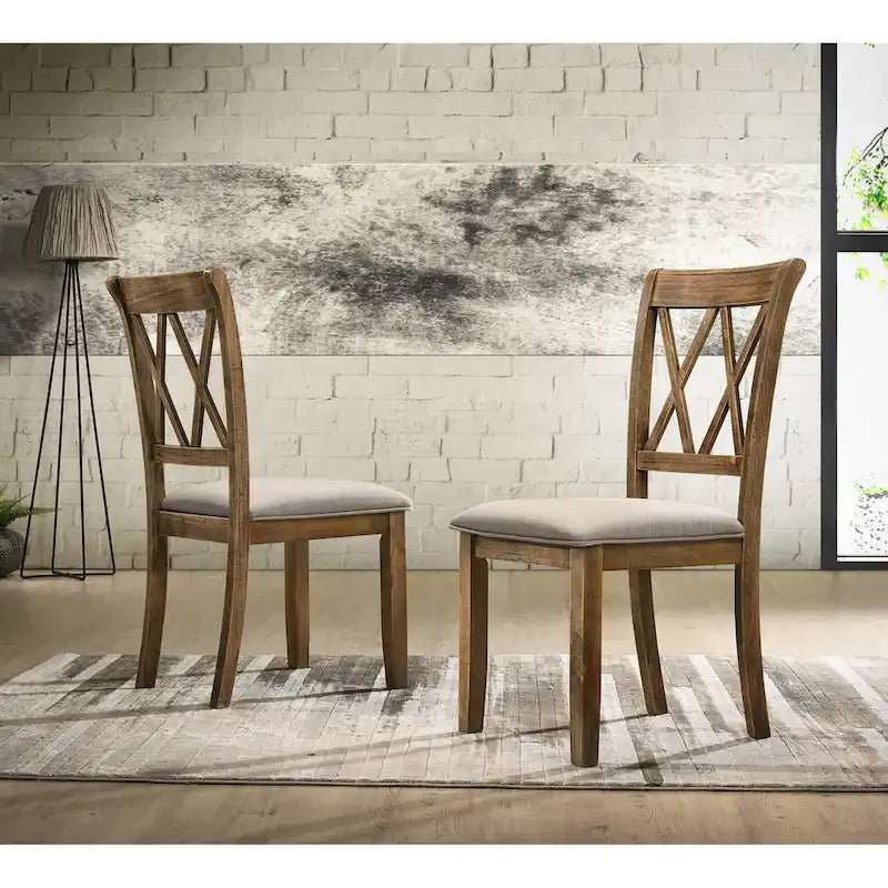 Roundhill Furniture Enna Morden Farmhouse Wood 7-Piece Trestle Dining Set, Brushed Driftwood Finish