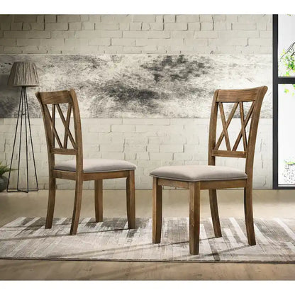 Roundhill Furniture Enna Morden Farmhouse Wood 7-Piece Trestle Dining Set, Brushed Driftwood Finish