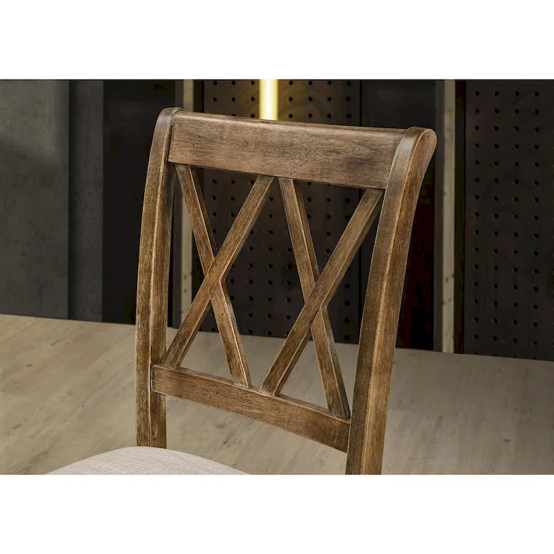 Roundhill Furniture Enna Morden Farmhouse Wood 7-Piece Trestle Dining Set, Brushed Driftwood Finish