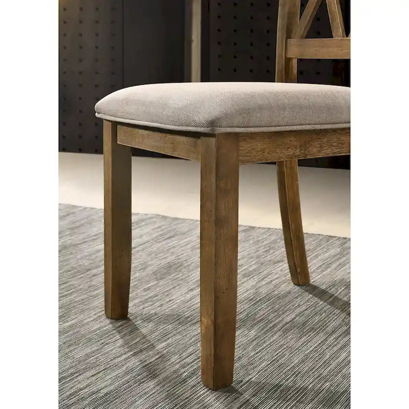 Roundhill Furniture Enna Morden Farmhouse Wood 7-Piece Trestle Dining Set, Brushed Driftwood Finish