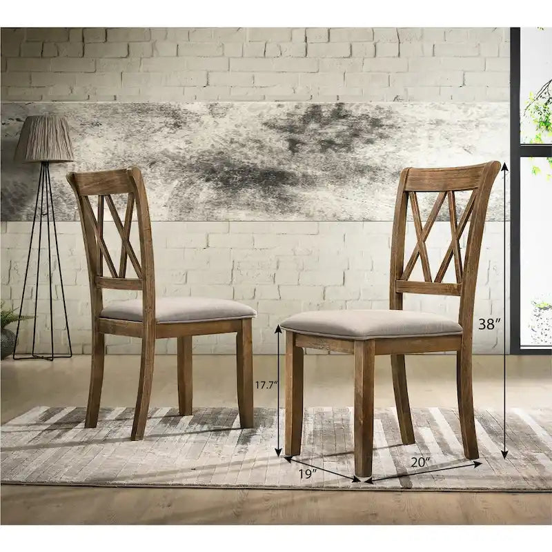 Roundhill Furniture Enna Morden Farmhouse Wood 7-Piece Trestle Dining Set, Brushed Driftwood Finish