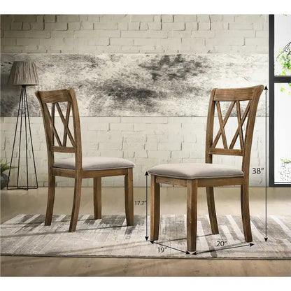 Roundhill Furniture Enna Morden Farmhouse Wood 7-Piece Trestle Dining Set, Brushed Driftwood Finish