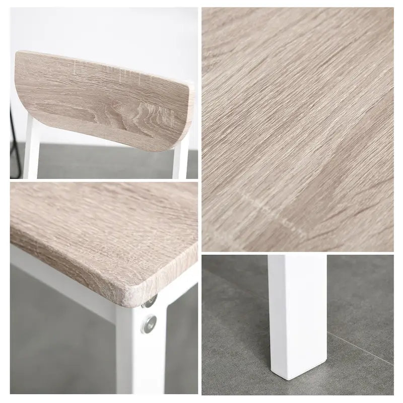 HOMCOM Modern 5-Piece Dining Table Set for 4 with Foldable Drop Leaf, 4 Chairs, and Metal Frame for Small Spaces, White