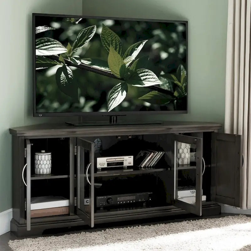 Leick Home 84386 Corner TV Stand with Enclosed Storage
