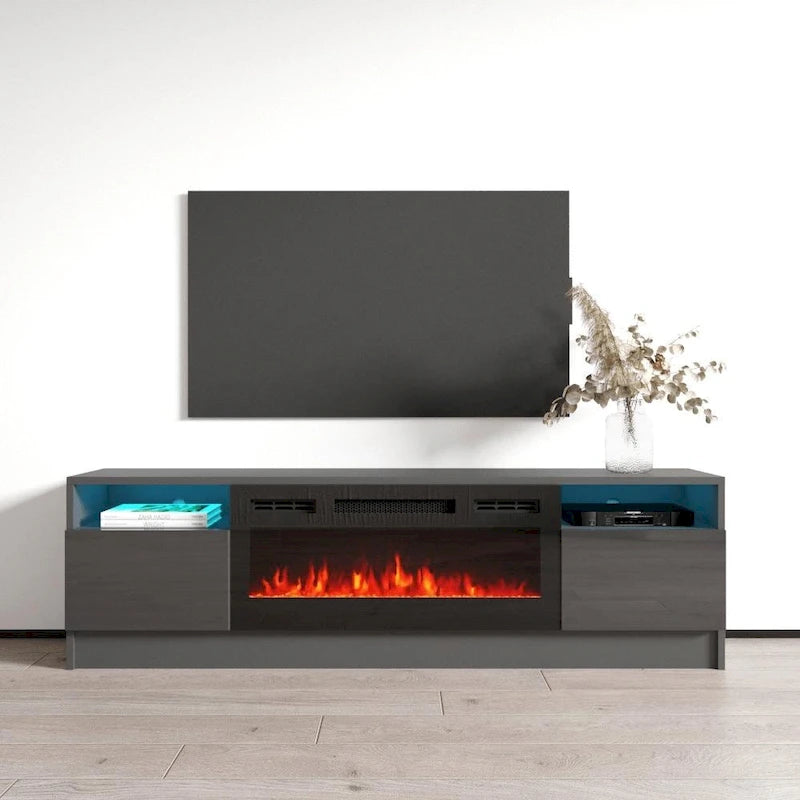 Duke 01 BL-EF Electric Fireplace 63 TV Stand