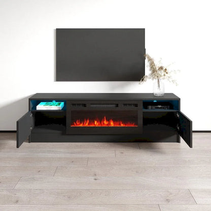 Duke 01 BL-EF Electric Fireplace 63 TV Stand