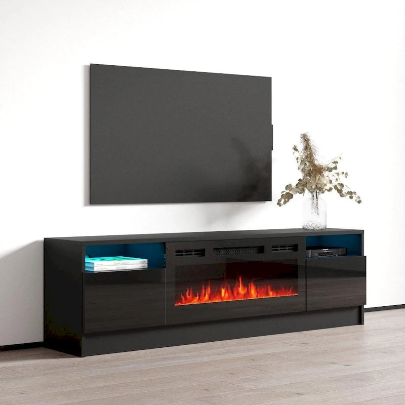 Duke 01 BL-EF Electric Fireplace 63 TV Stand