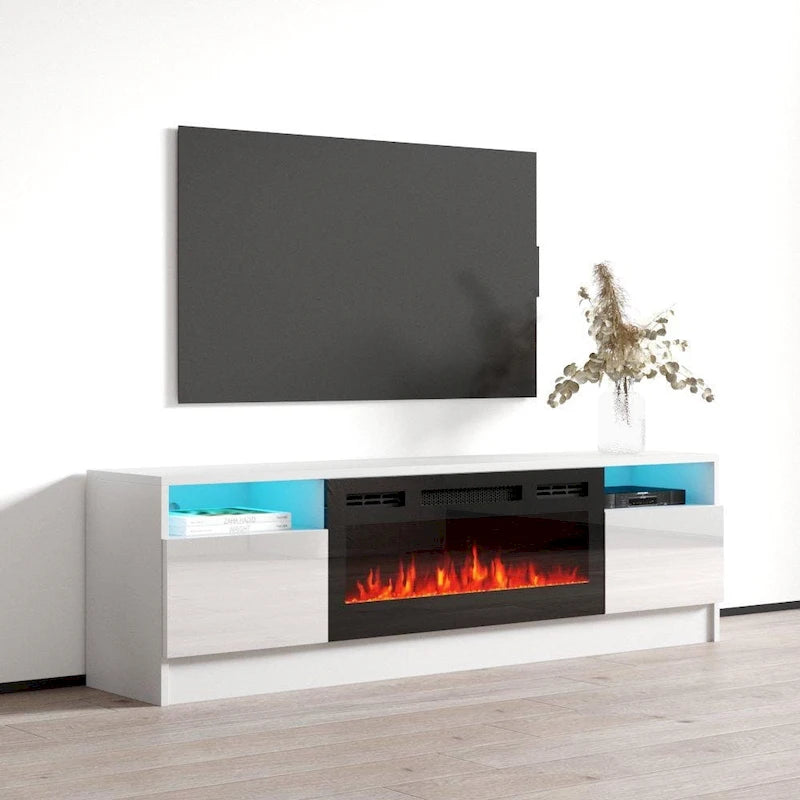 Duke 01 BL-EF Electric Fireplace 63 TV Stand
