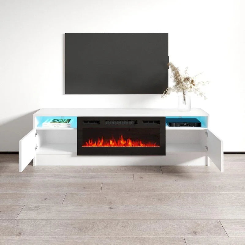 Duke 01 BL-EF Electric Fireplace 63 TV Stand
