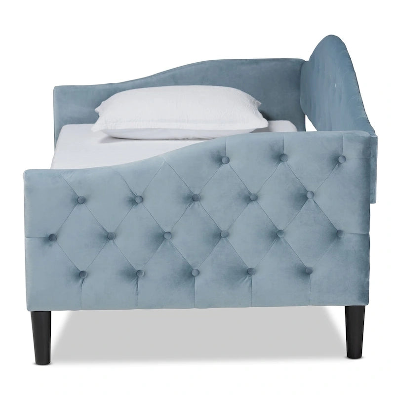Benjamin Modern&Contemporary Light Blue Velvet Upholstered Wood Daybed