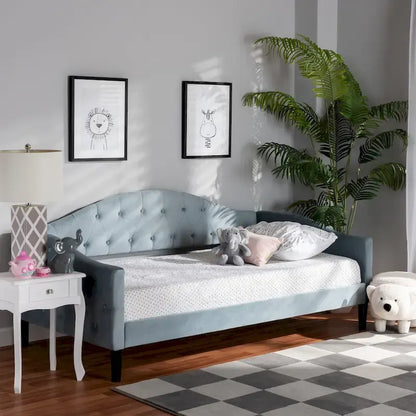 Benjamin Modern&Contemporary Light Blue Velvet Upholstered Wood Daybed