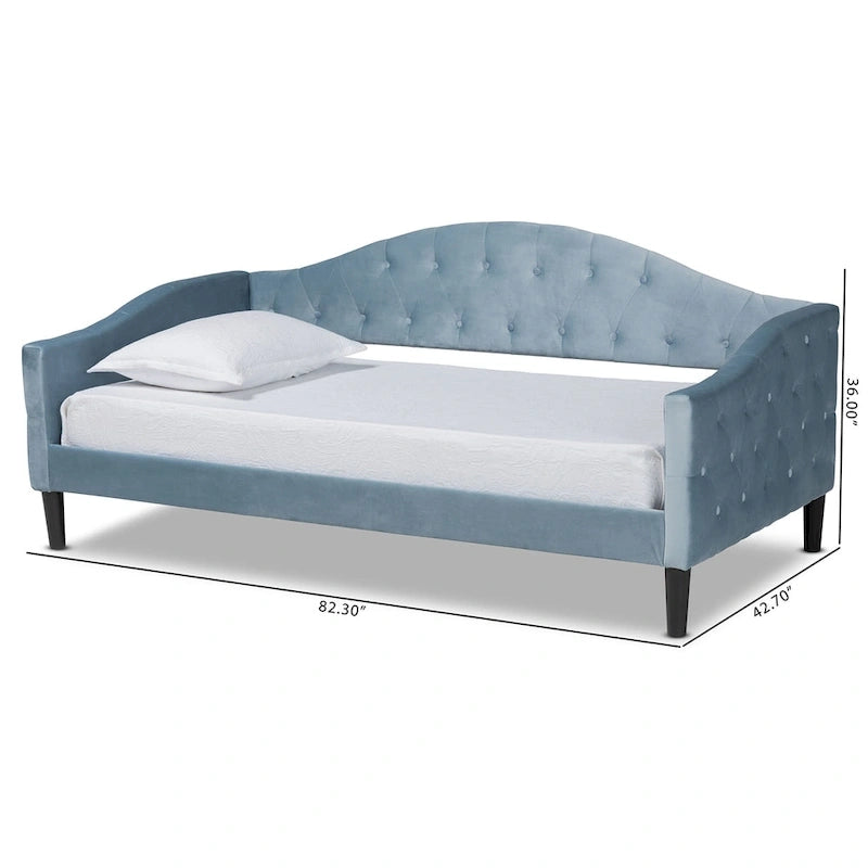 Benjamin Modern&Contemporary Light Blue Velvet Upholstered Wood Daybed