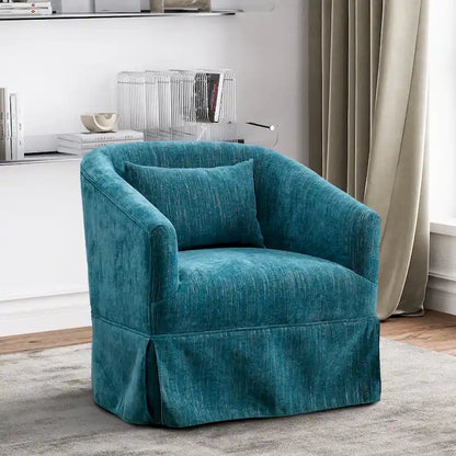 Ouyessir Upholstered Swivel Barrel Chair 360 Degree Accent Chair Fabric Armchair
