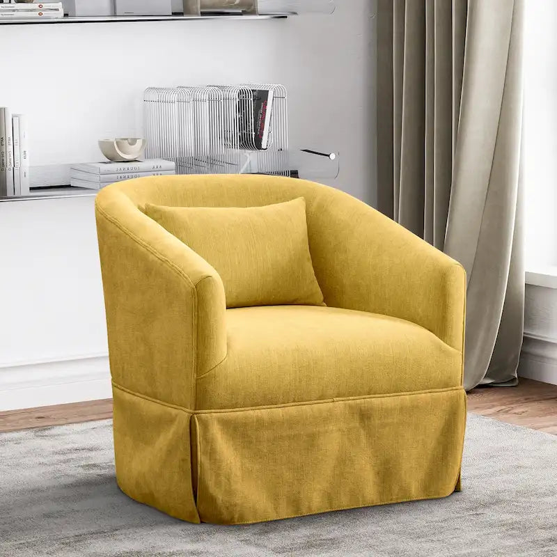 Ouyessir Upholstered Swivel Barrel Chair 360 Degree Accent Chair Fabric Armchair