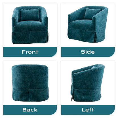Ouyessir Upholstered Swivel Barrel Chair 360 Degree Accent Chair Fabric Armchair