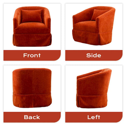 Ouyessir Upholstered Swivel Barrel Chair 360 Degree Accent Chair Fabric Armchair
