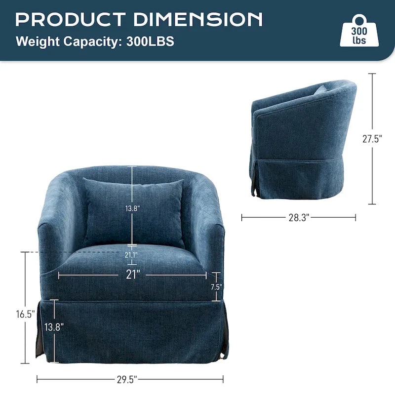 Ouyessir Upholstered Swivel Barrel Chair 360 Degree Accent Chair Fabric Armchair