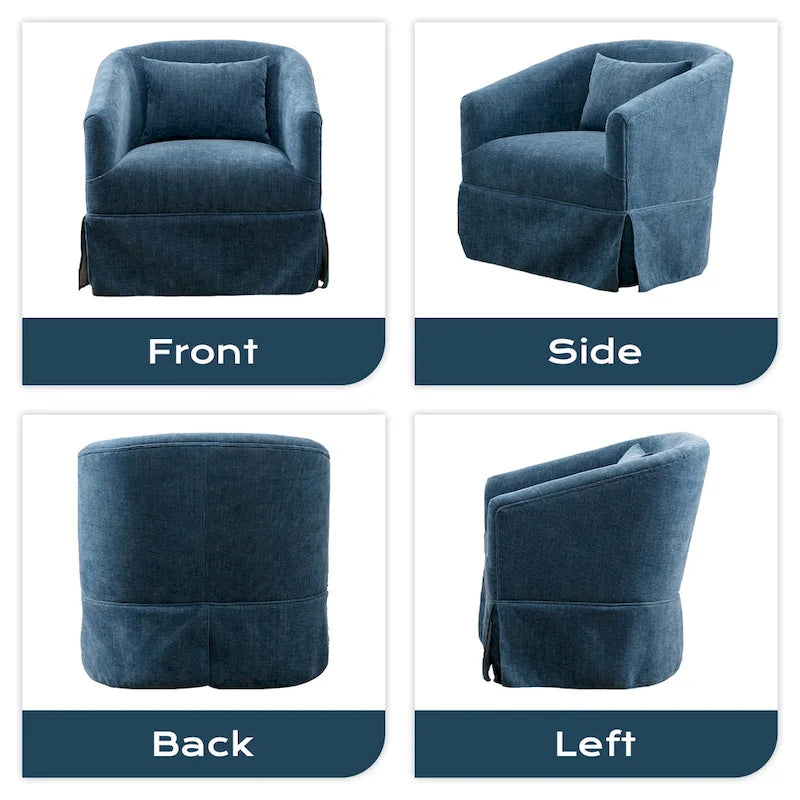 Ouyessir Upholstered Swivel Barrel Chair 360 Degree Accent Chair Fabric Armchair