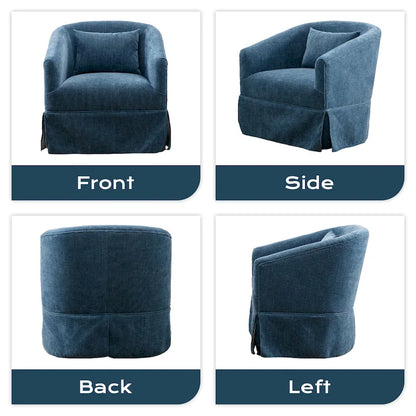 Ouyessir Upholstered Swivel Barrel Chair 360 Degree Accent Chair Fabric Armchair
