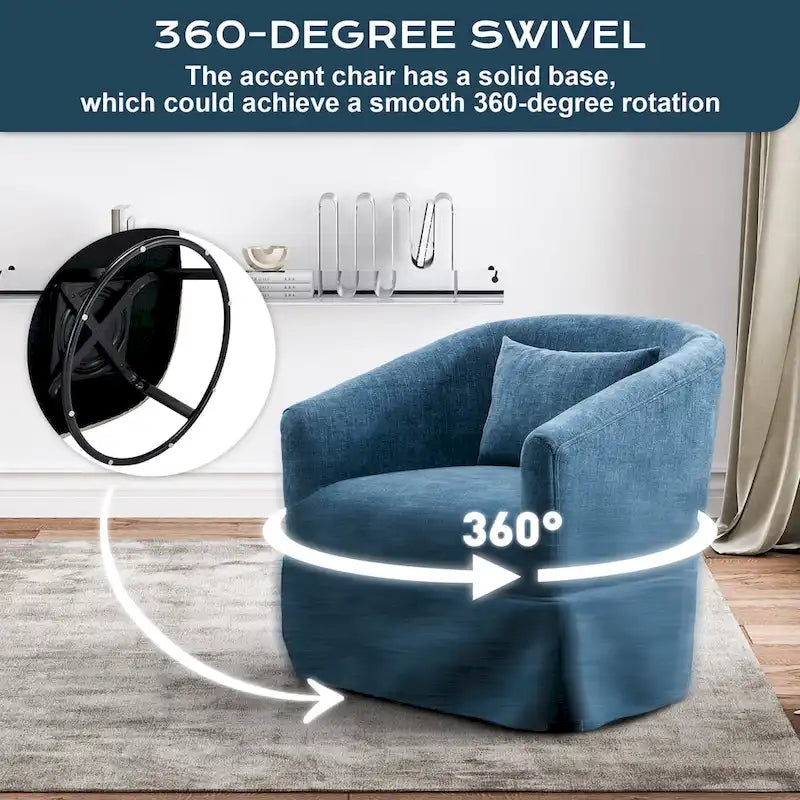 Ouyessir Upholstered Swivel Barrel Chair 360 Degree Accent Chair Fabric Armchair
