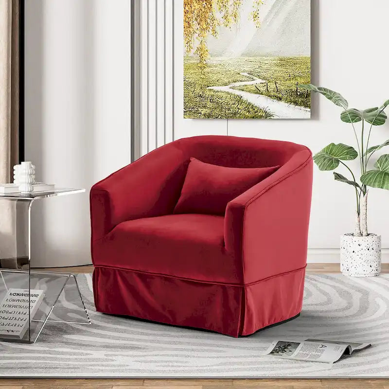Ouyessir Upholstered Swivel Barrel Chair 360 Degree Accent Chair Fabric Armchair