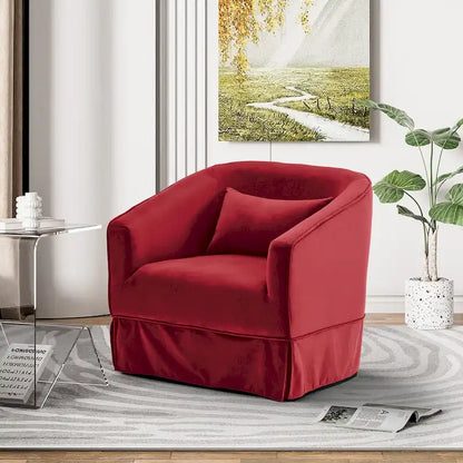 Ouyessir Upholstered Swivel Barrel Chair 360 Degree Accent Chair Fabric Armchair